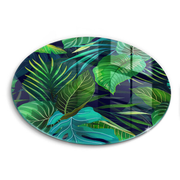 Glass cutting board Illustration of the jungle leaves