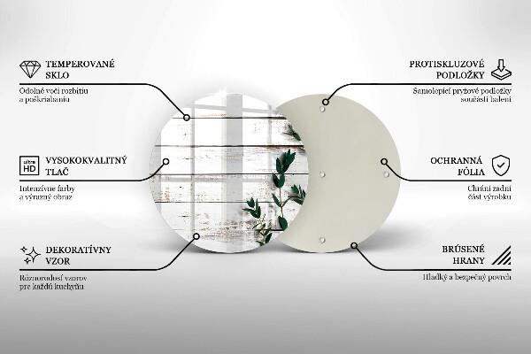 Chopping board glass Old boards and leaves
