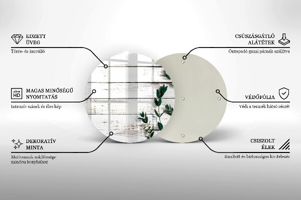 Chopping board glass Old boards and leaves