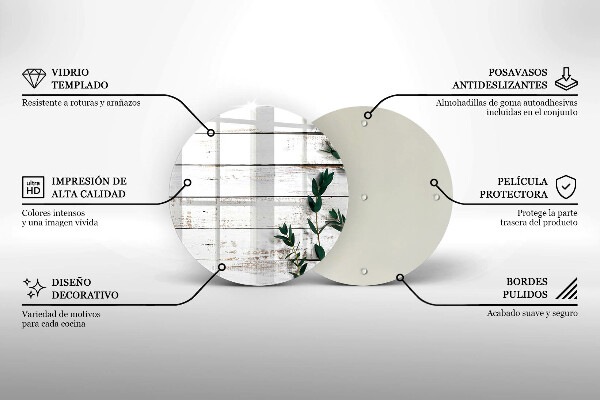 Chopping board glass Old boards and leaves