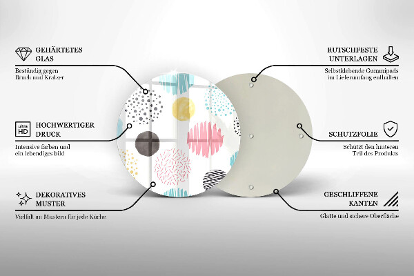 Chopping board glass Painted shapes