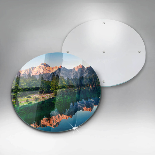 Chopping board glass Forest and mountain lake