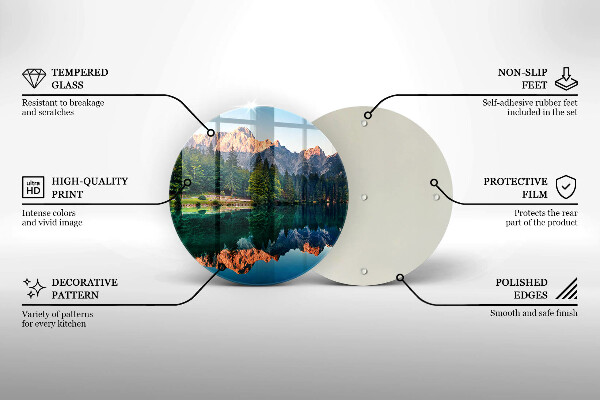 Chopping board glass Forest and mountain lake