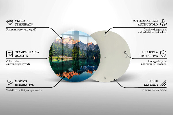 Chopping board glass Forest and mountain lake