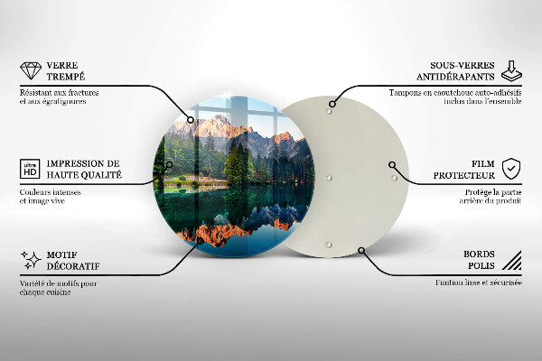 Chopping board glass Forest and mountain lake