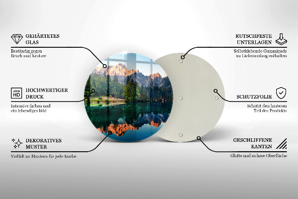 Chopping board glass Forest and mountain lake