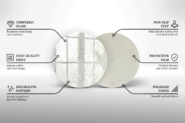 Chopping board glass Line-art design