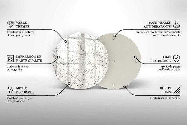 Chopping board glass Line-art design