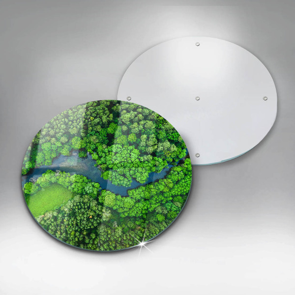 Chopping board glass Forest and river from a bird's eye view