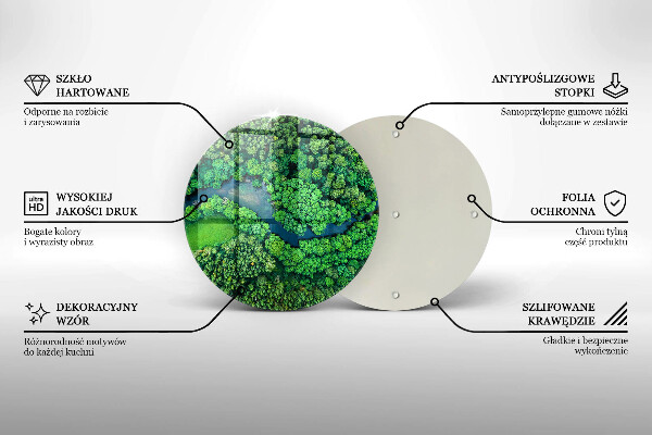 Chopping board glass Forest and river from a bird's eye view