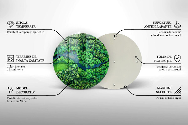 Chopping board glass Forest and river from a bird's eye view
