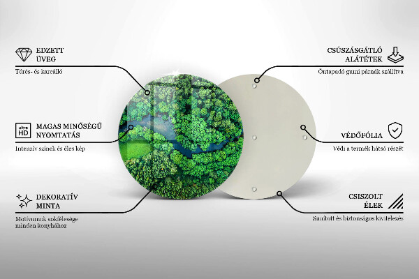 Chopping board glass Forest and river from a bird's eye view