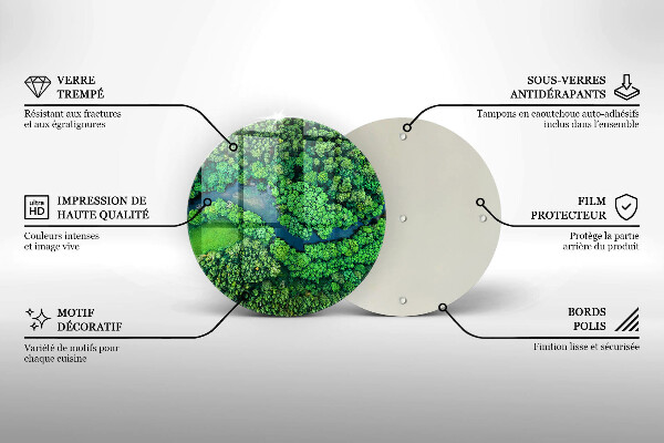 Chopping board glass Forest and river from a bird's eye view