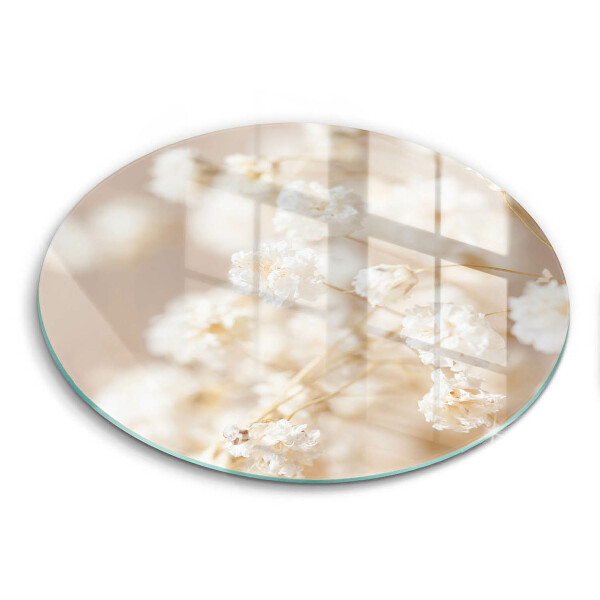 Chopping board glass Delicate white flowers