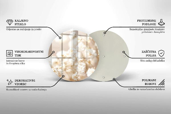 Chopping board glass Delicate white flowers