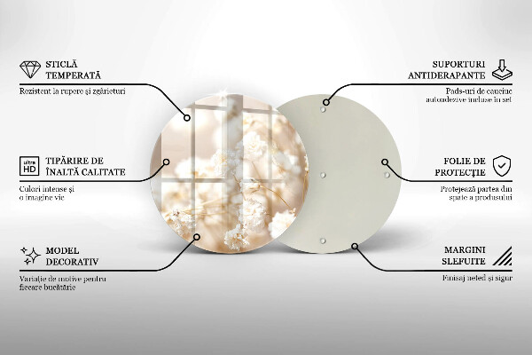 Chopping board glass Delicate white flowers