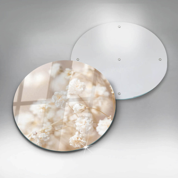 Chopping board glass Delicate white flowers