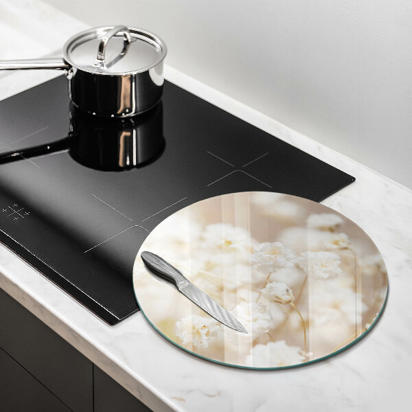 Chopping board glass Delicate white flowers