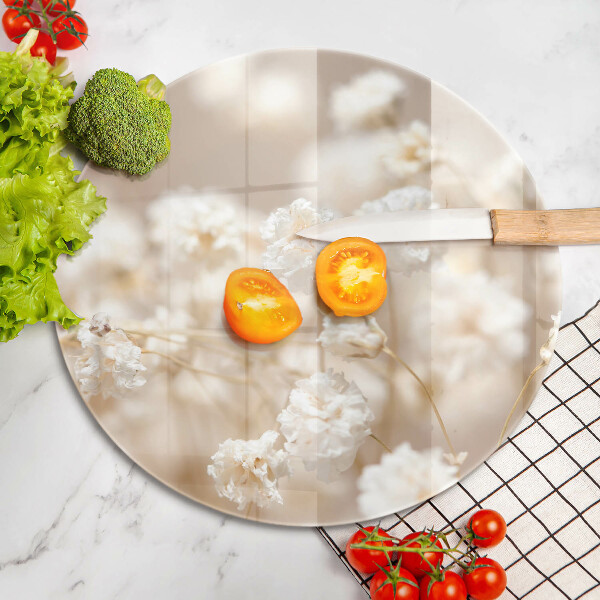 Chopping board glass Delicate white flowers