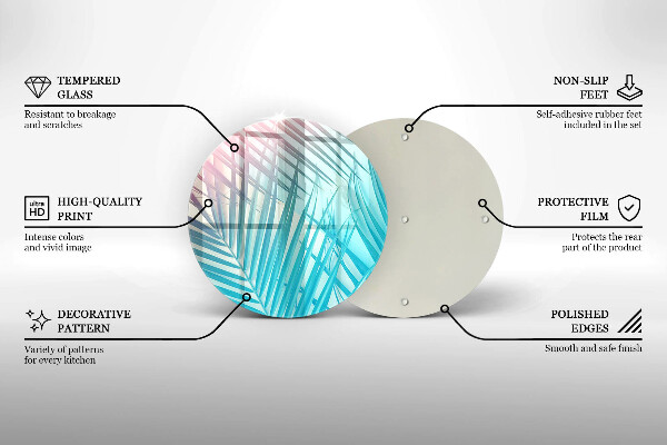 Chopping board glass Pastel leaves
