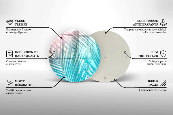 Chopping board glass Pastel leaves