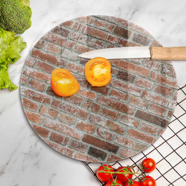 Chopping board glass Old bricks wall