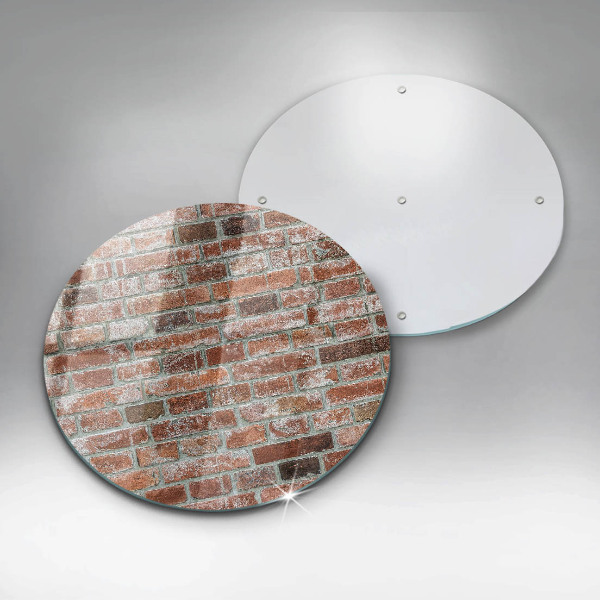 Chopping board glass Old bricks wall