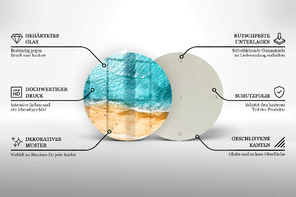 Chopping board glass Bank of the beach and the sea