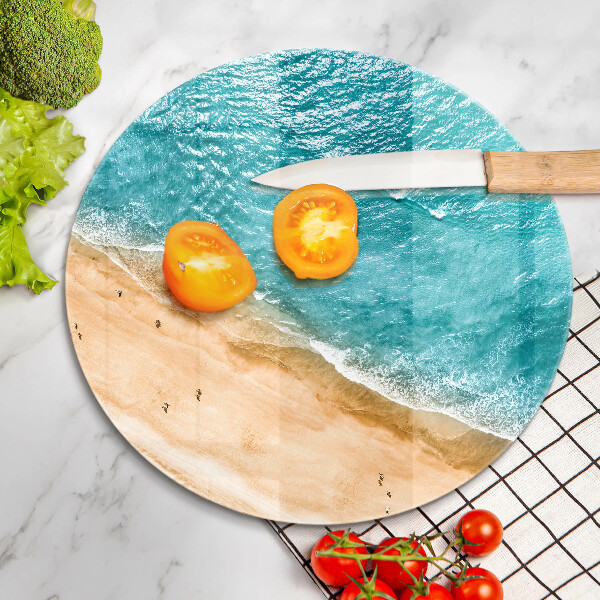 Chopping board glass Bank of the beach and the sea