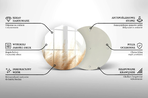 Chopping board glass Pampas grass