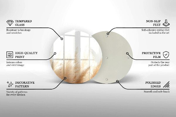 Chopping board glass Pampas grass