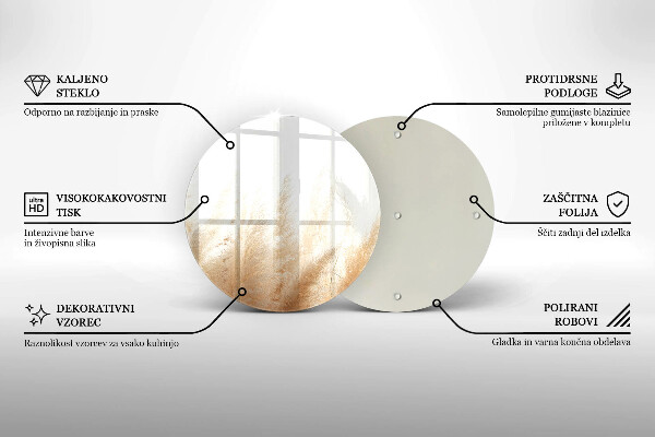 Chopping board glass Pampas grass