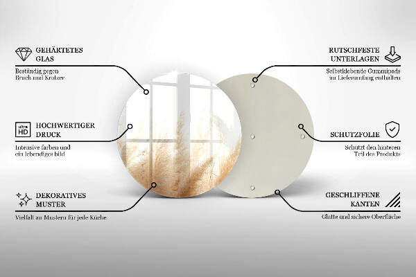 Chopping board glass Pampas grass