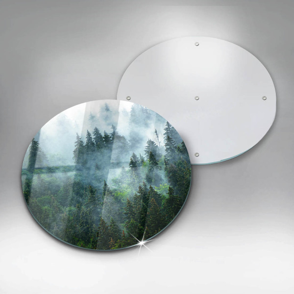 Chopping board glass Forest in the fog