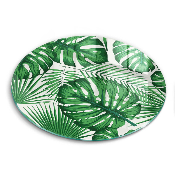 Chopping board glass Monstera leaves