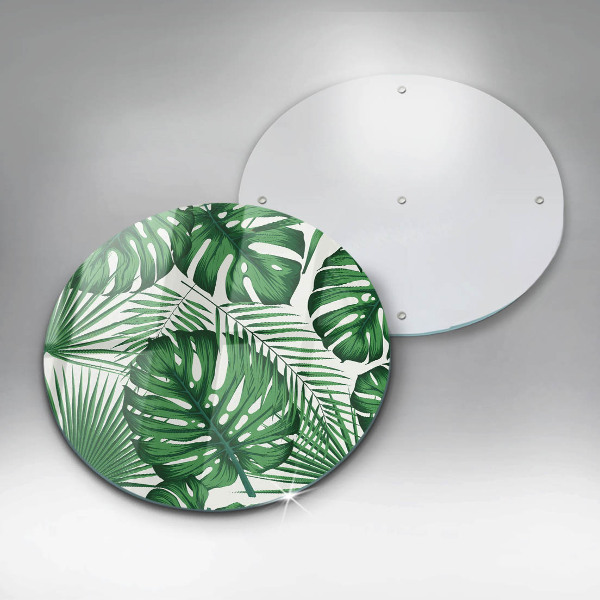 Chopping board glass Monstera leaves