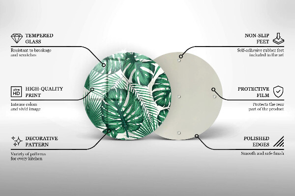Chopping board glass Monstera leaves