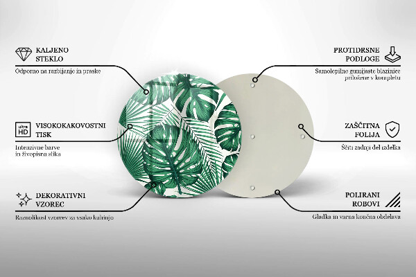 Chopping board glass Monstera leaves