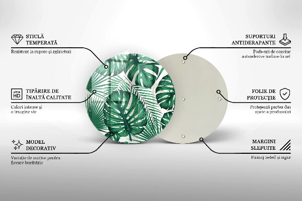 Chopping board glass Monstera leaves