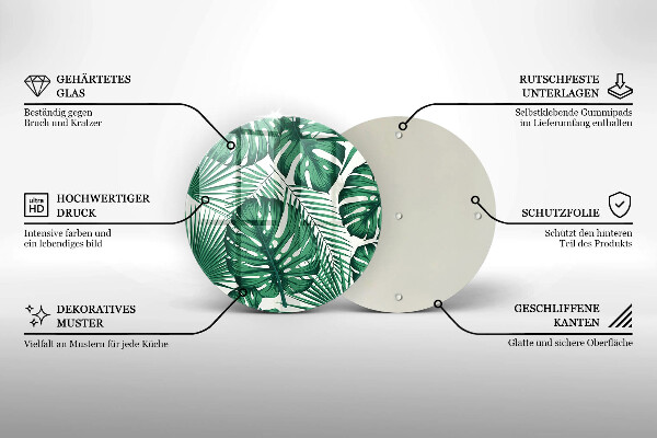 Chopping board glass Monstera leaves