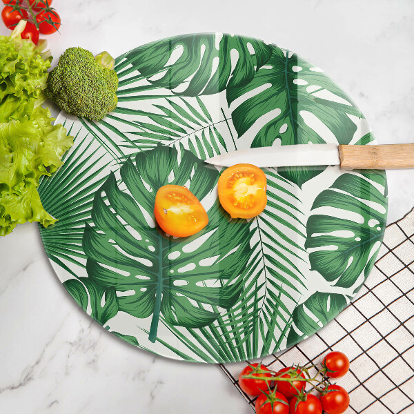 Chopping board glass Monstera leaves