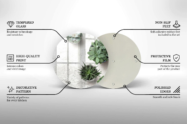 Chopping board glass Succulents on concrete