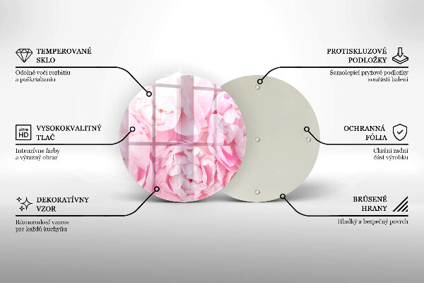 Chopping board glass Delicate peonies