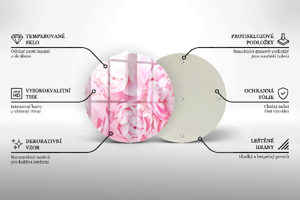 Chopping board glass Delicate peonies