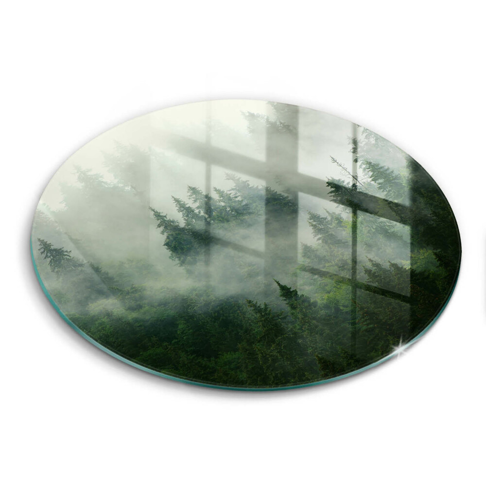 Chopping board glass Landscape of a hazy forest