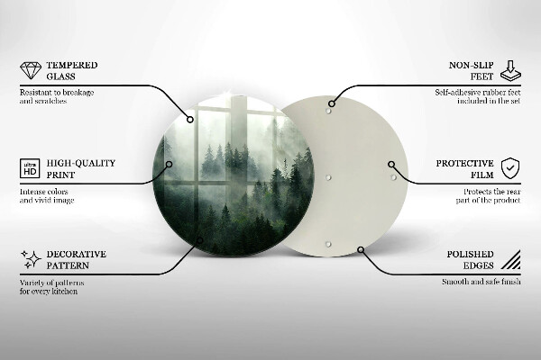 Chopping board glass Landscape of a hazy forest