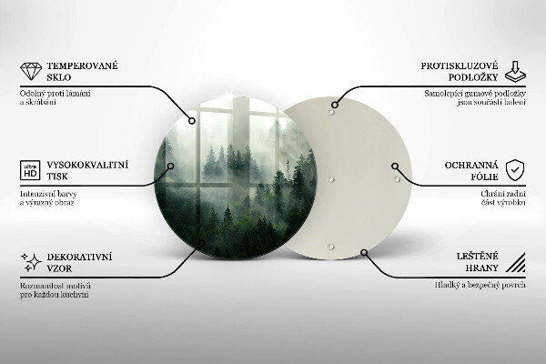 Chopping board glass Landscape of a hazy forest