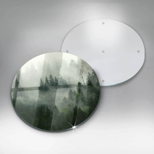 Chopping board glass Landscape of a hazy forest