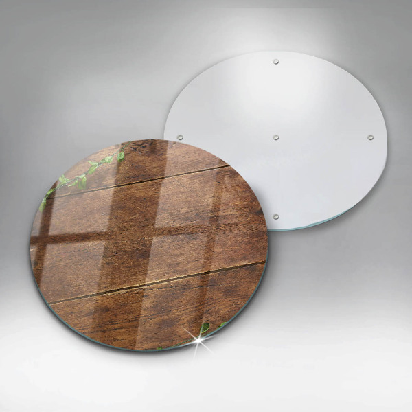 Chopping board glass Wooden boards and leaves