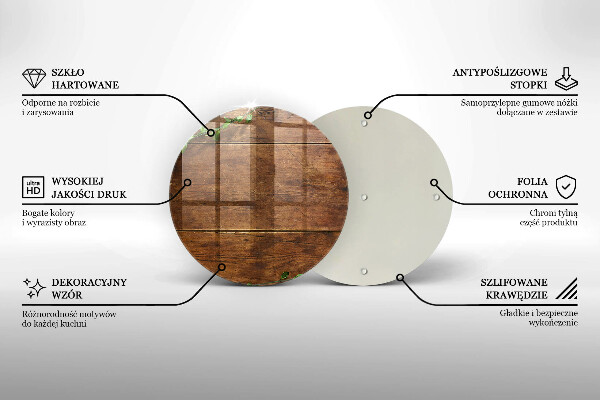 Chopping board glass Wooden boards and leaves